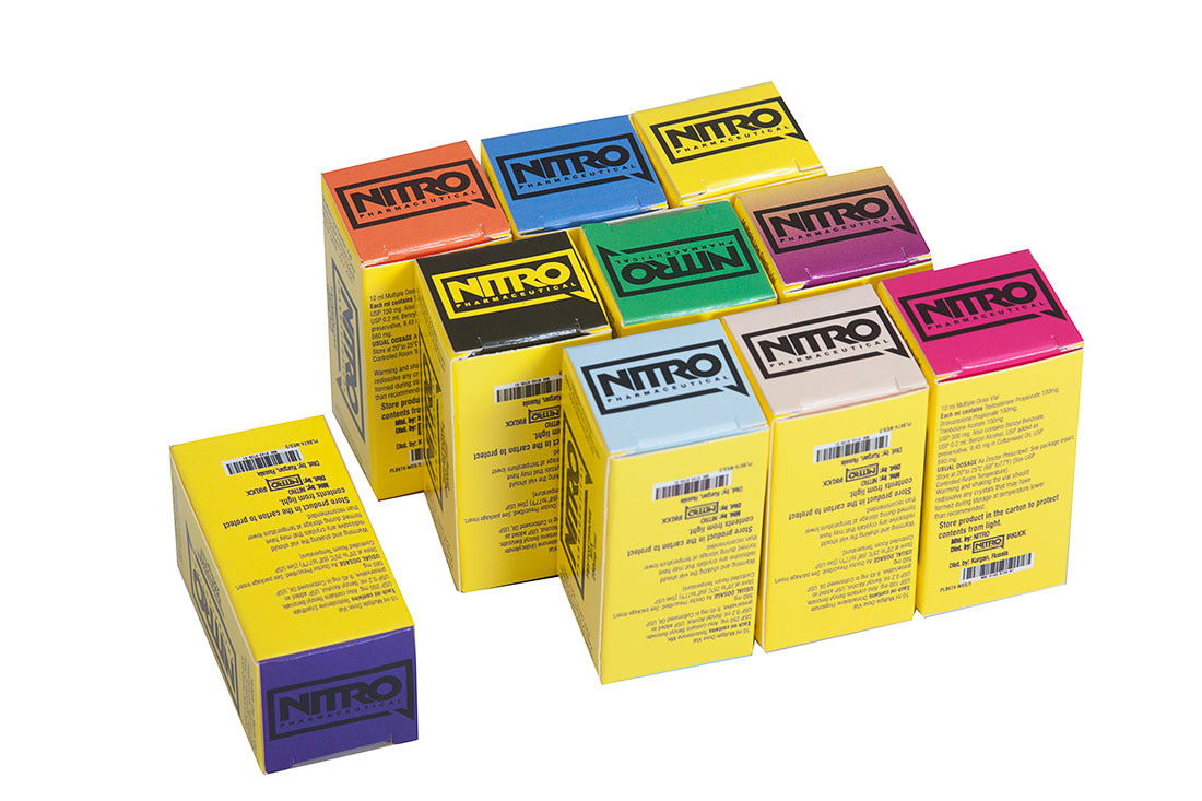 10 małych pudełek produktowych firmy Nitro
