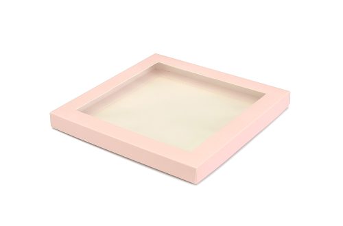 różowe kwadratowe pudełko na ciasteczka z okienkiem